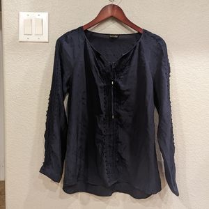 Massimo Dutti Navy Silk Blouse